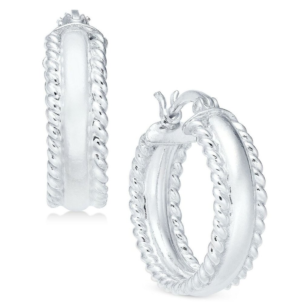Giani Bernini Polished Rope Edge Hoop Earrings in Sterling Silver